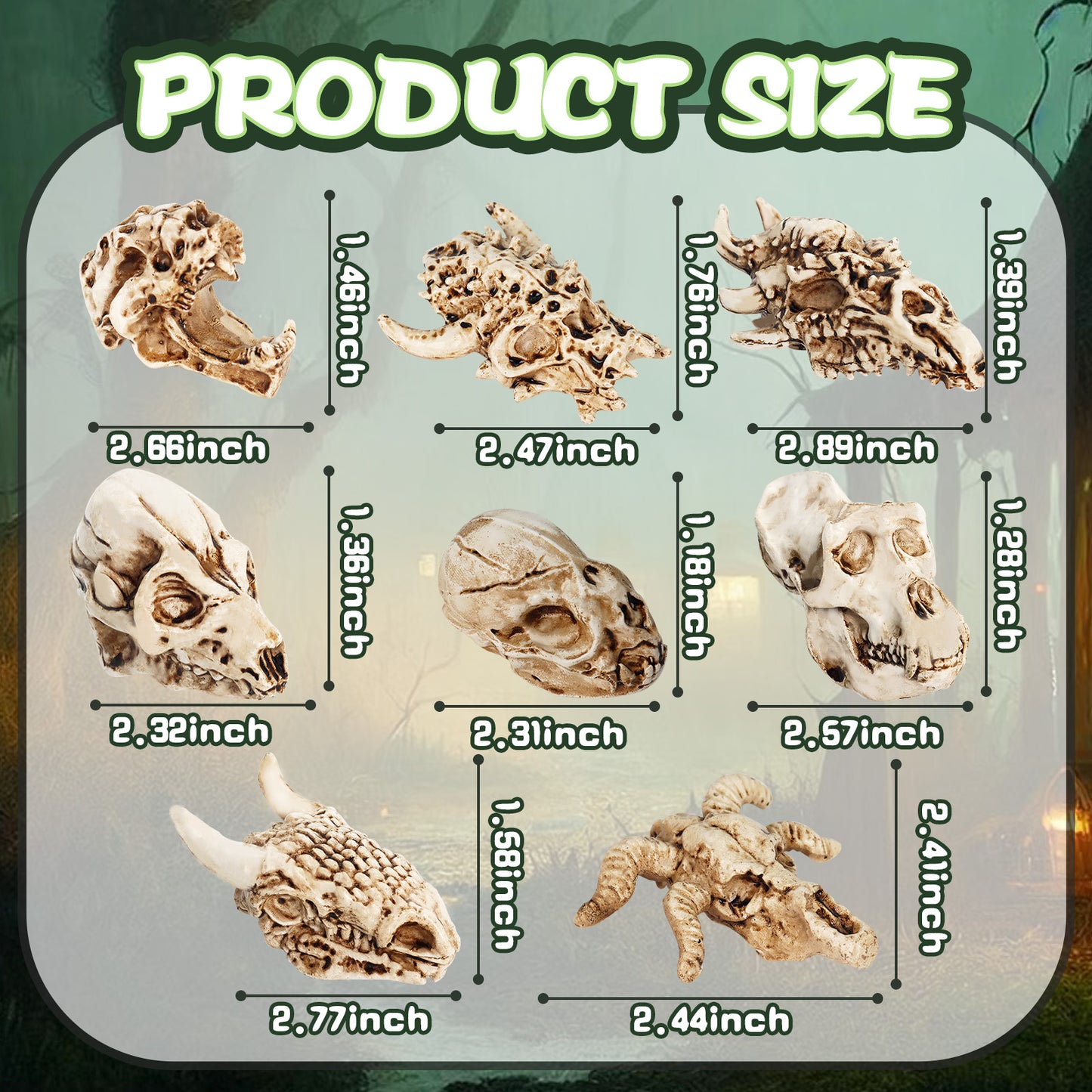 Mini Animal Skulls Figurines Set (8 Pieces) | Poorbone